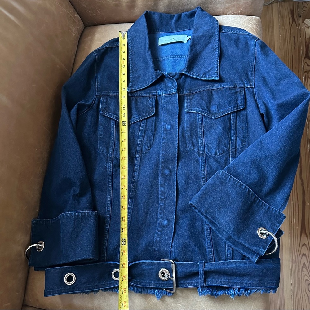 Marques Almeida grommet dark navy denim jacket raw edge belted oversize punk - Picture 11 of 17